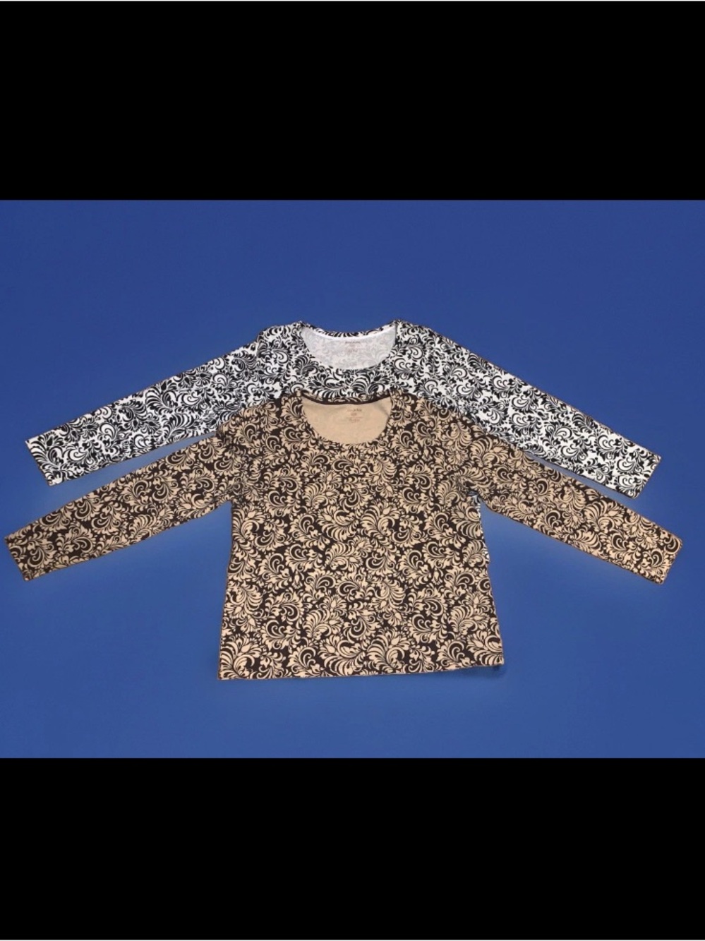 White Stag Paisley Damask Knit Tops / Shirts XL Bundle of 2 Long Sleeve